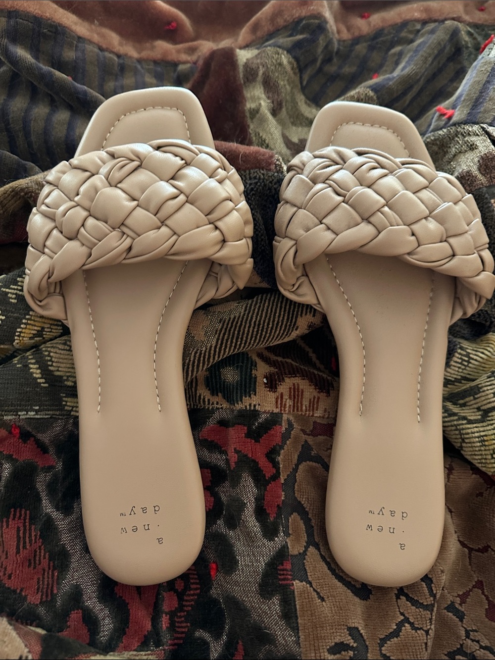 a new day Woven Slide Sandals in Light Beige